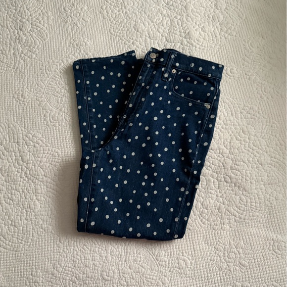 Madewell The High Rise Slim Boyfriend Polka Dot Jean - Picture 1 of 3